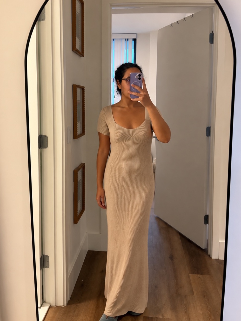 Staud Women's Tan and Cream Dress